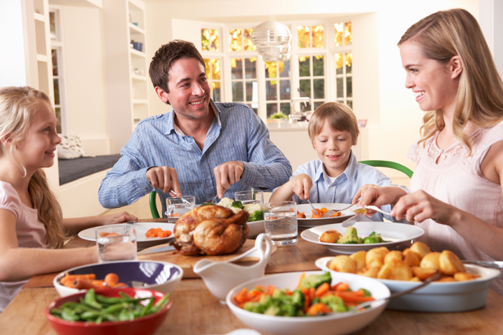 Healthy family with smaller portions